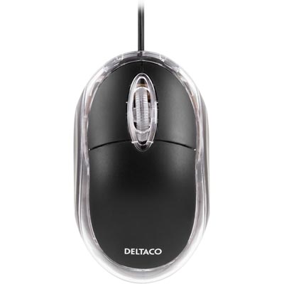 Deltaco Optical Mini Mouse MS485, 800 DPI, 1.5m, USB 2.0, Black